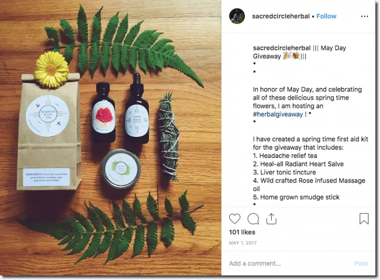 Example of a May Day giveaway on Instagram