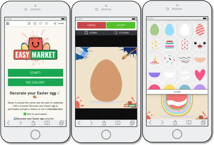 Easter promotion ideas, Scenes app by Easypromos, Decorate your Easter egg