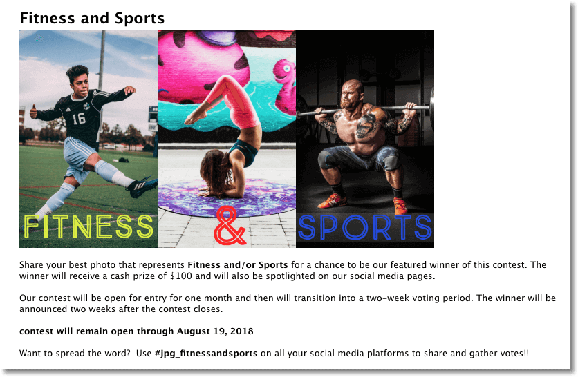 Fitness marketing sports photo contest