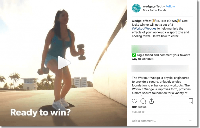 fitness marketing instagram giveaway example