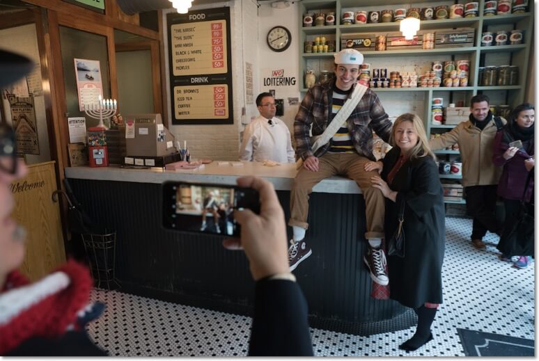 Photo of customers in Amazon Video's vintage deli.