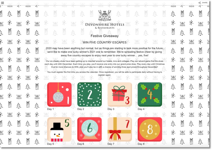 gamified Advent calendar welcome page