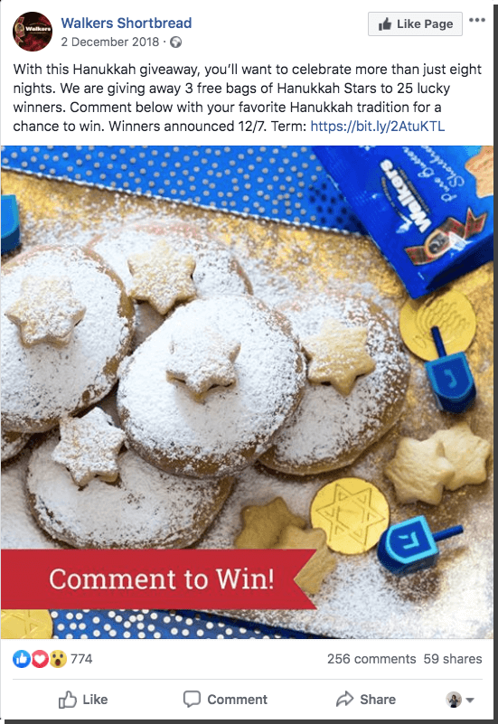 Hanukkah Facebook giveaway cookies
