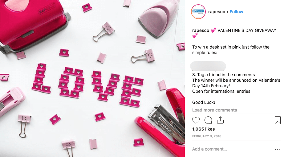 Instagram Valentine's Day giveaways