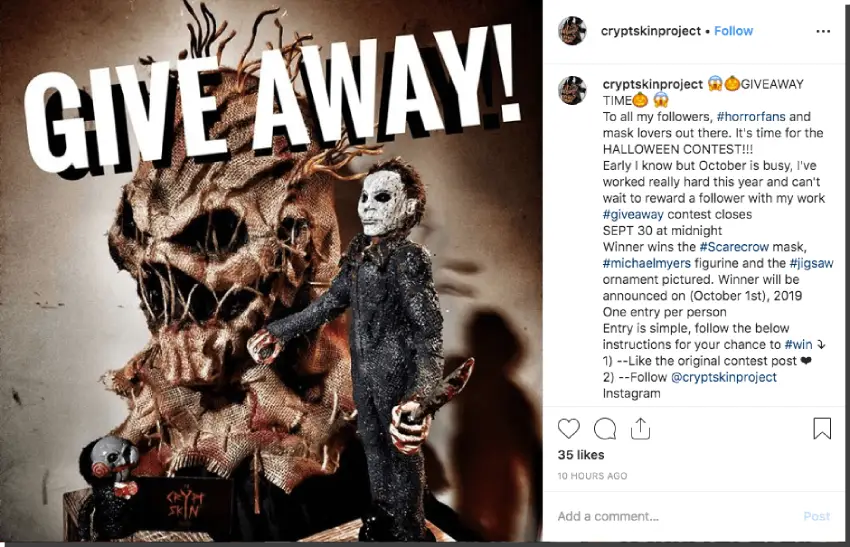 Instagram Halloween giveaway costumes