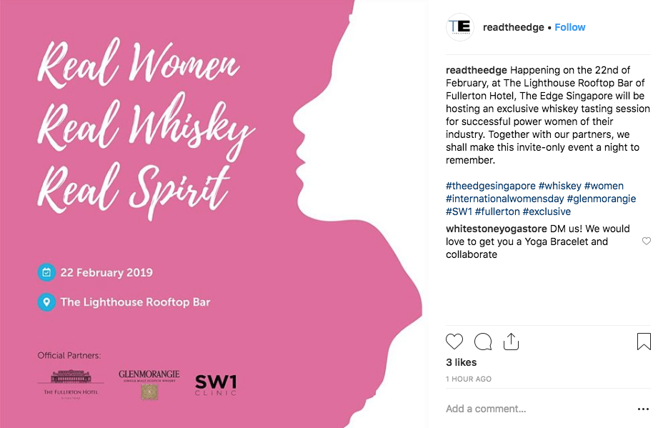 Instagram post to promote a corporate event for International Women's Day