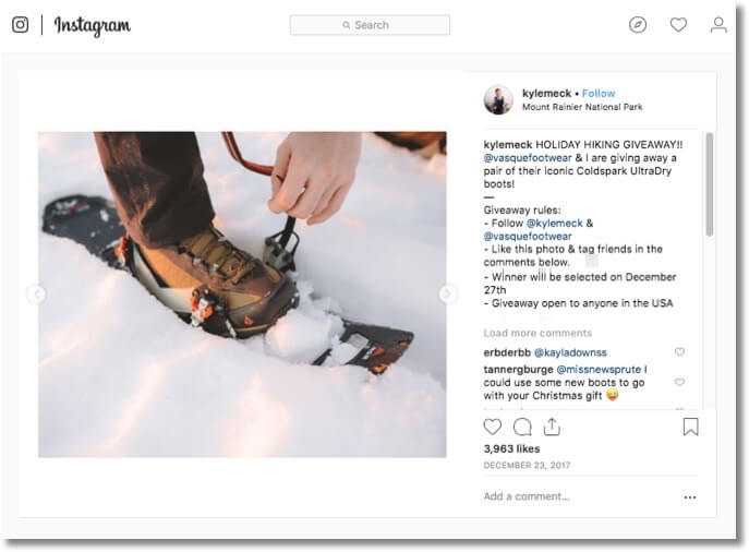 winter giveaway ideas on instagram