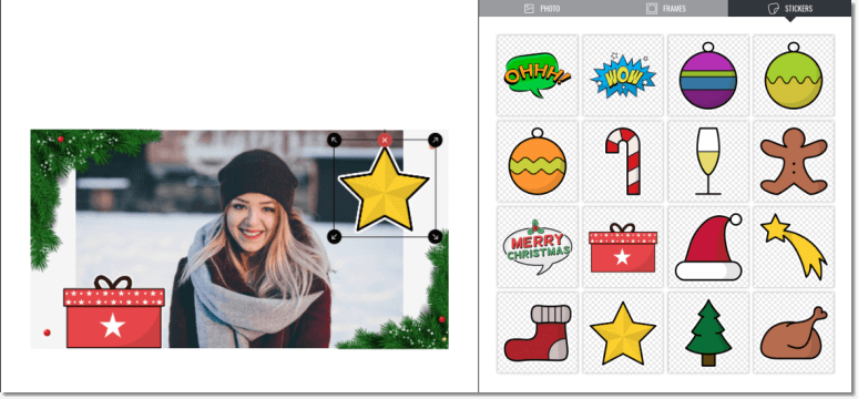 Christmas promotion ideas for 2020: screenshot of branded Christmas photofun from Easypromos