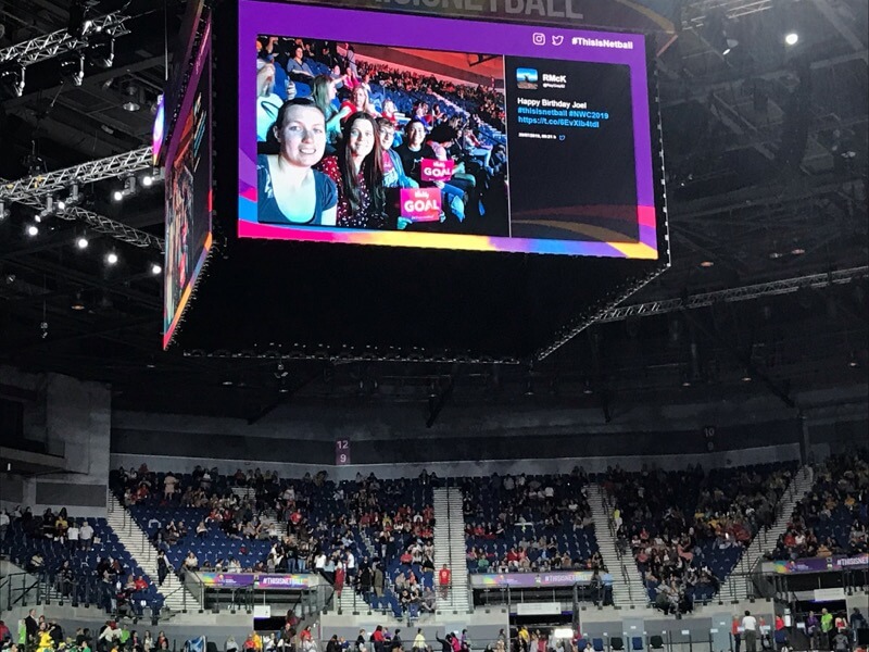Image of the screens at the Netball World Cup