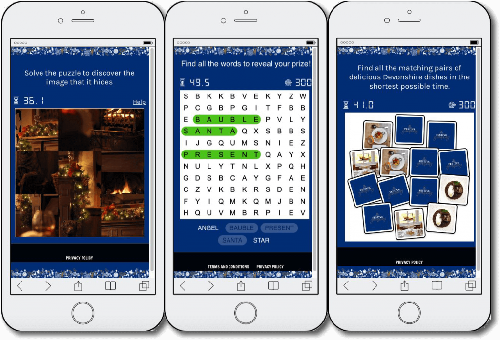 Mobile view of the advent calendar promotions
