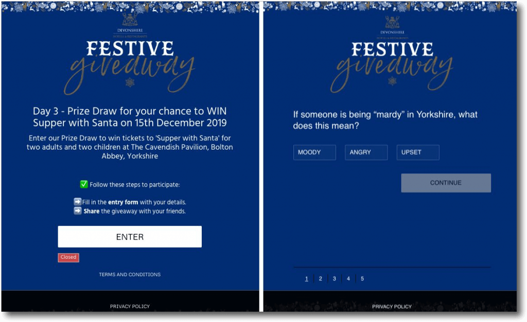 Example of one of the promotions from the Advent Calendar