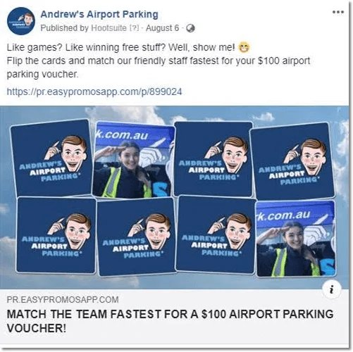 facebook gamification example from andrews airport parking