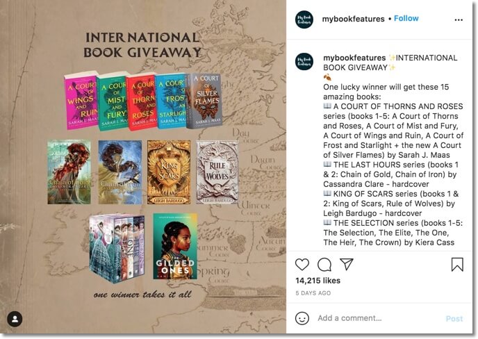 book bundle giveaway on instagram