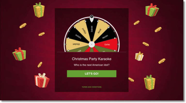 virtual christmas party: christmas prize wheel