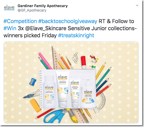 twitter back to school giveaway for students, organized by a beauty products brand