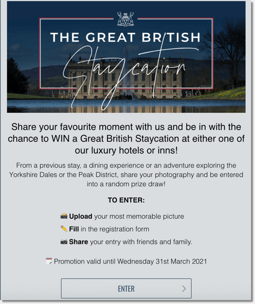 ideas for facebook promotions: photo contest from devonshire hotel and restaurant group
