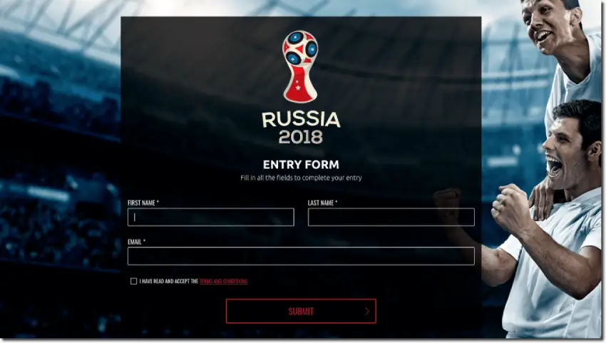 entry form for the World Cup Prediction contest