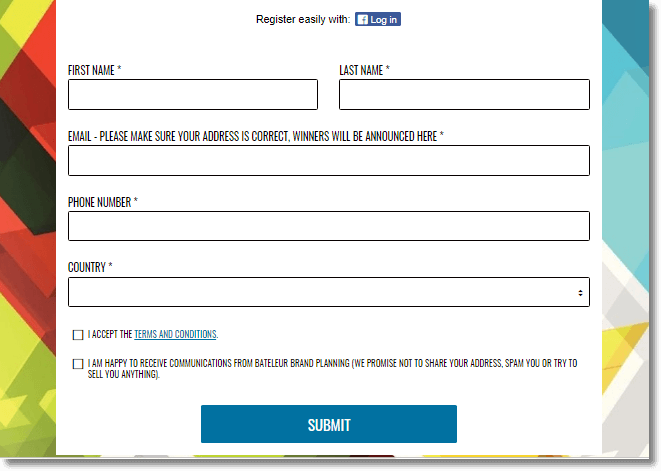 Lead generate and data marketing, entry form giveaway, screenshot of the registration form
