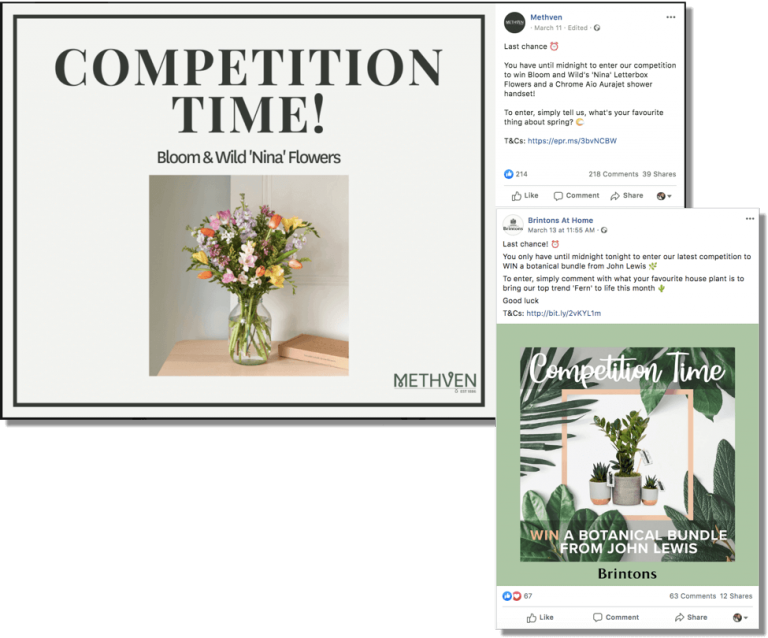 Product promotion examples with Facebook giveaways