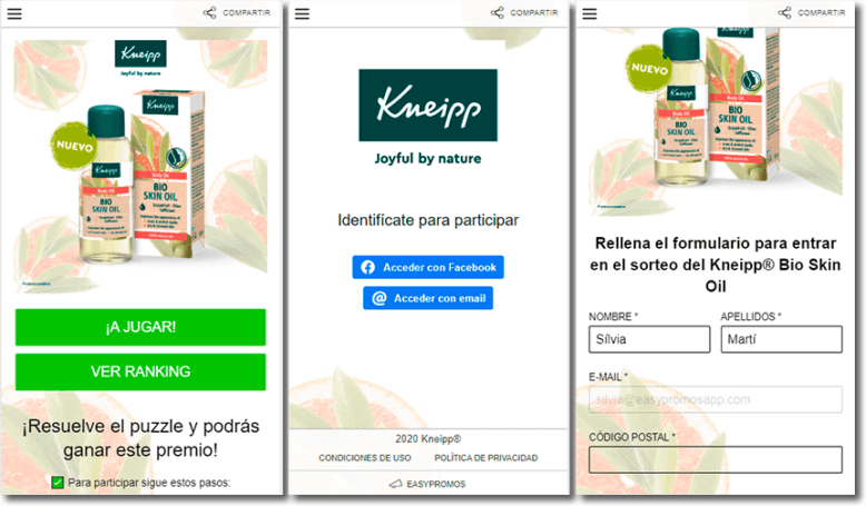 Kneipp user registration and identification example