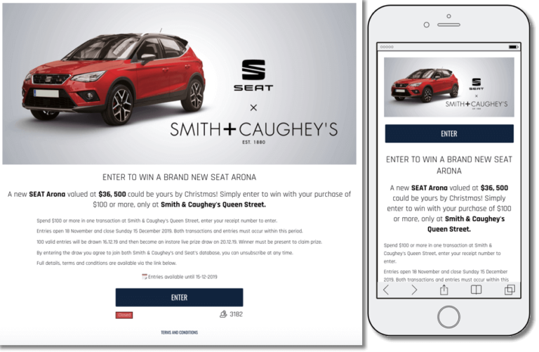 reward customers for choosing your brand. example from seat and smith & caughey's