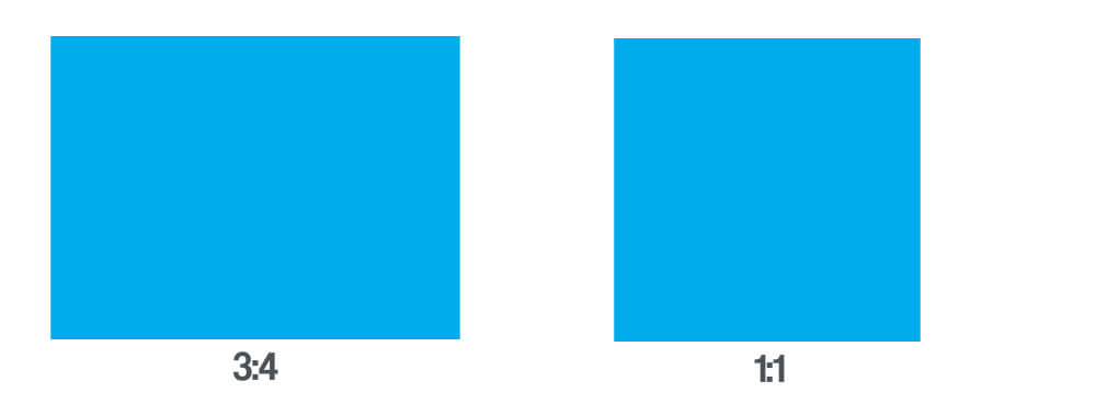 The illustration demonstrates 3:4 and 1:1 aspect ratios with large blue blocks.