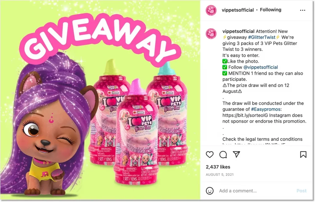 announcement of an instagram giveaway showing how brands can use emojis 