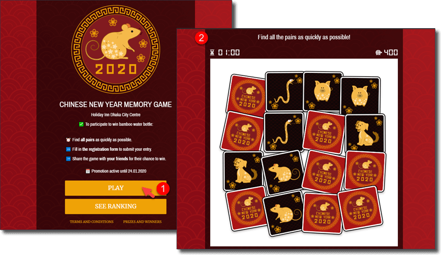 Chinese year memory game. generate leads with interactive content