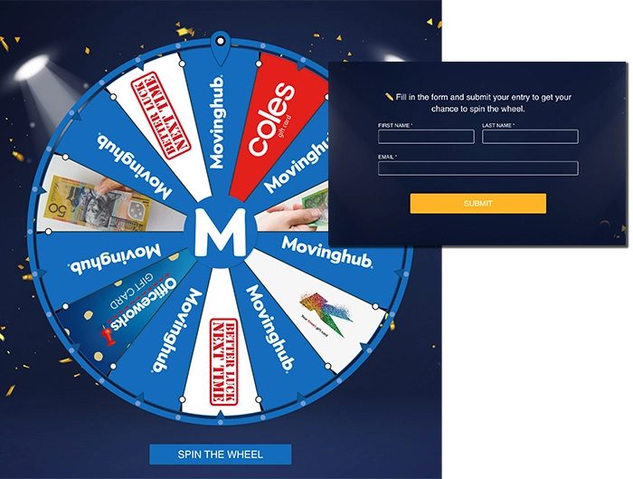 digital lead collection activity: prize wheel