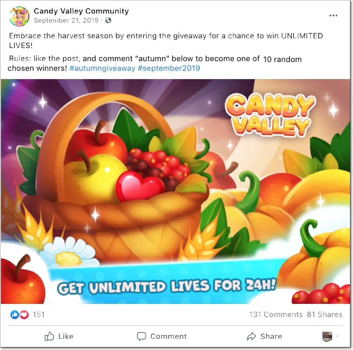 autumn giveaway on facebook