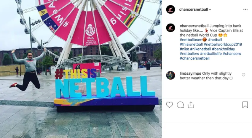 Instagram example of the Netball World Cup campaign