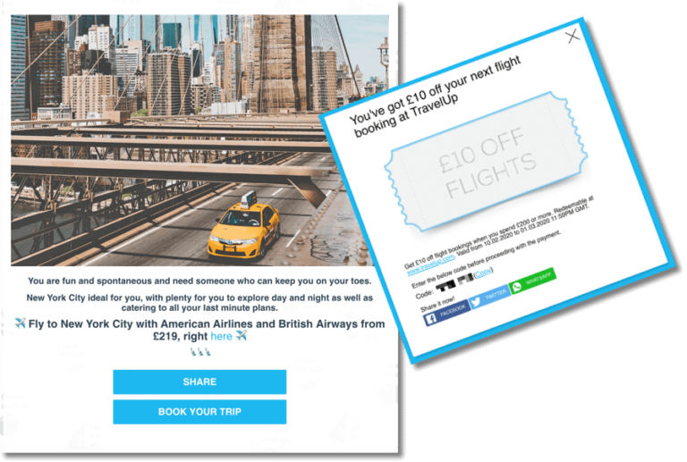 travelup generate leads product recommender