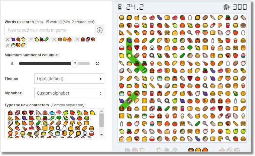 Emojis wordsearch