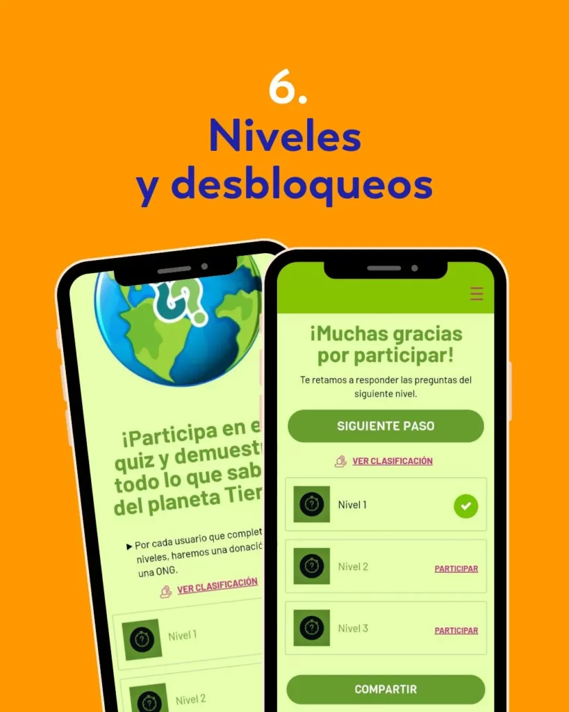 Niveles y desbloqueos en gamificacion