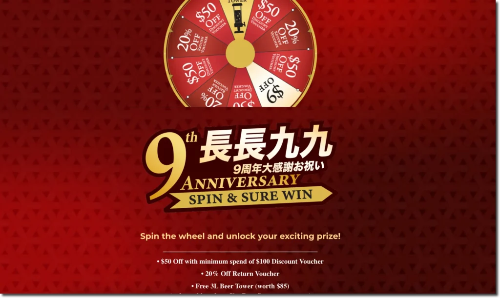 Prize Wheel to celebrate the company's anniversary