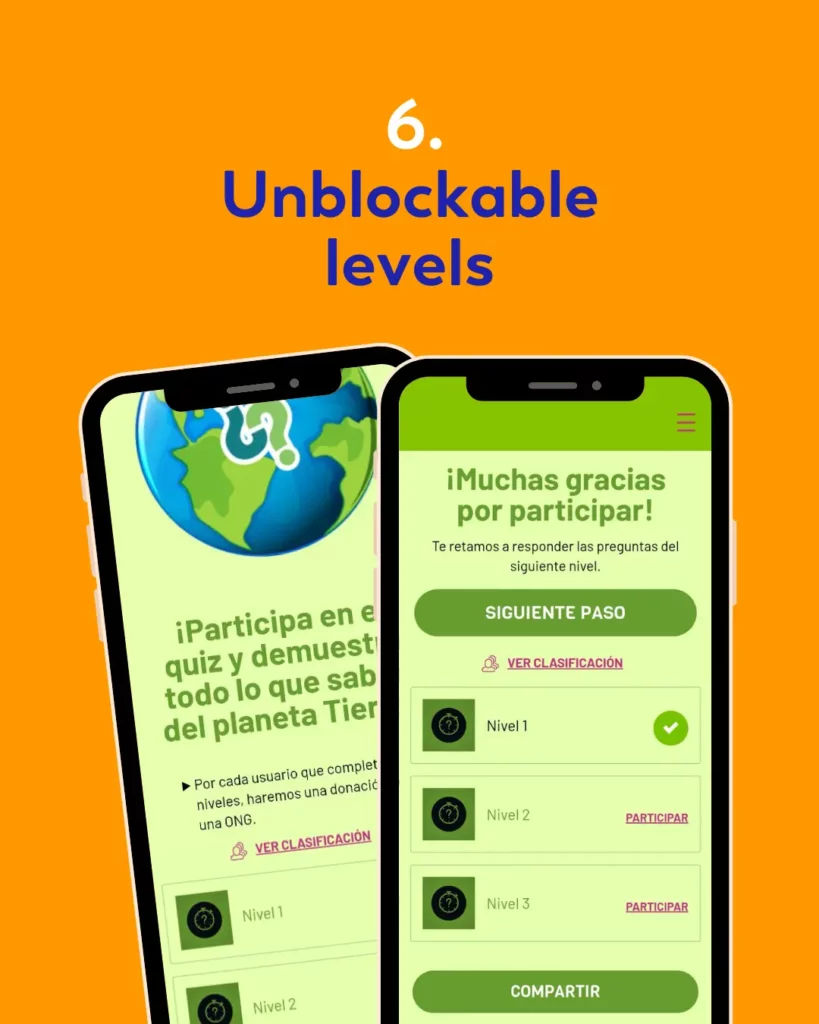 gamification elements: levels