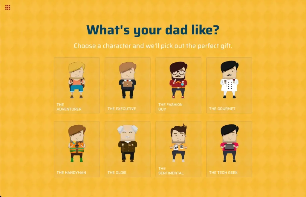 Screenshot from a Father's Day quiz.  "What's your dad like? 