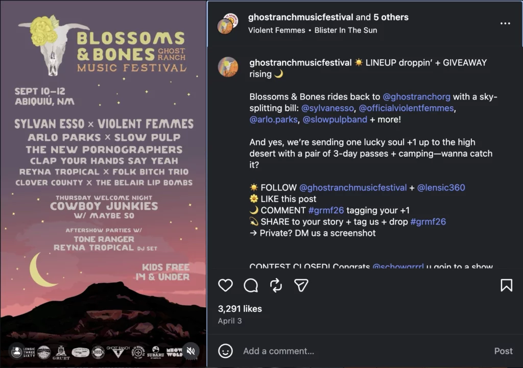 Instagram Reel encouraging users to comment in order to receive a direct message with more information.