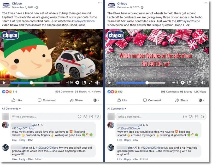 Christmas giveaway ideas: Chicco UK example