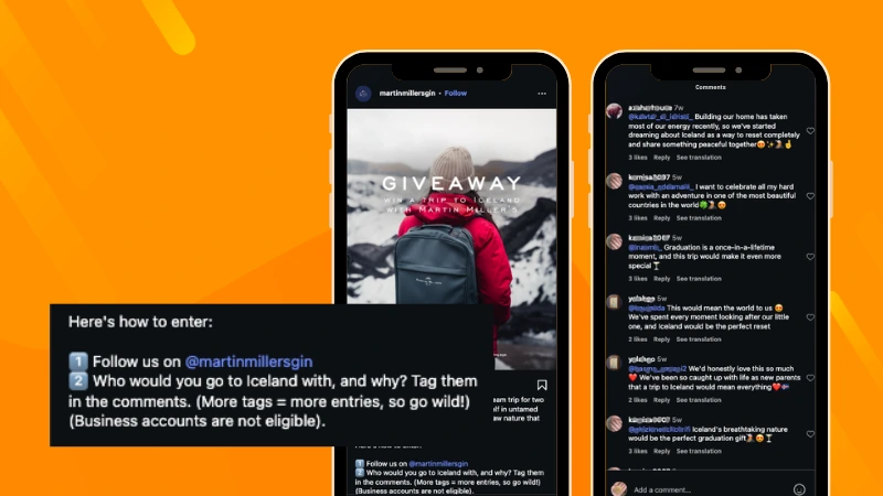 Instagram giveaway example based on answers to a question from the brand