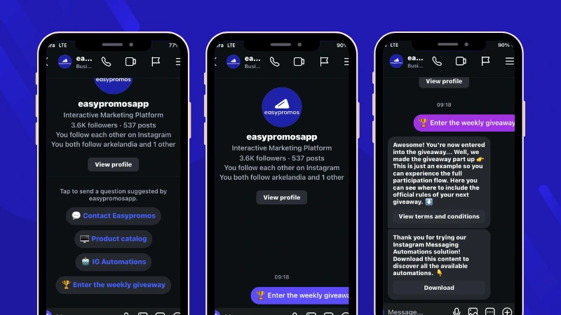 Instagram DM Automation Content and Reward Delivery example