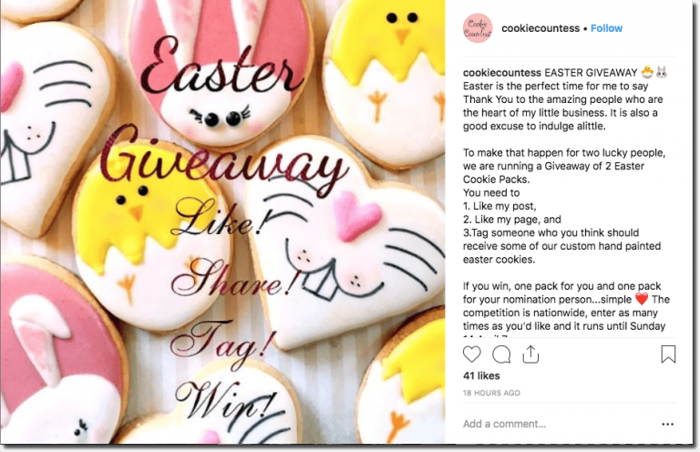 Easter giveaway on Instagram