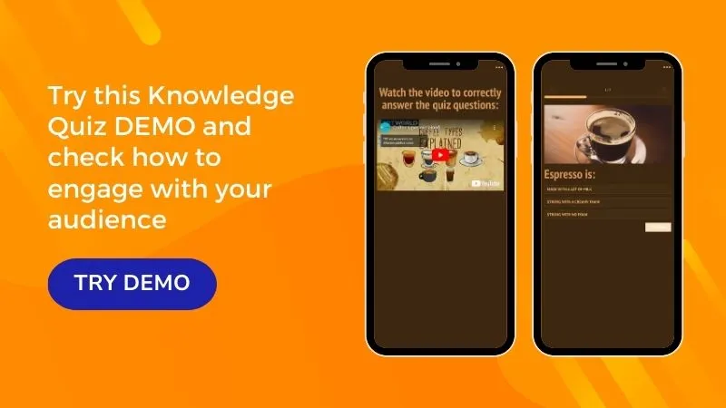 Knowledge quiz app - demo about coffee