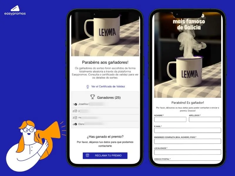 Obtén los datos del ganador y distribuye el premio