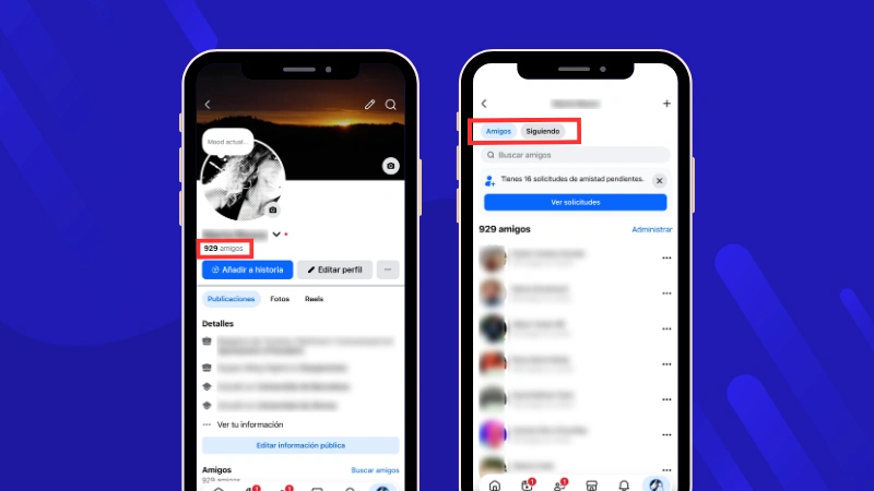 Apartado amigos perfil Facebook