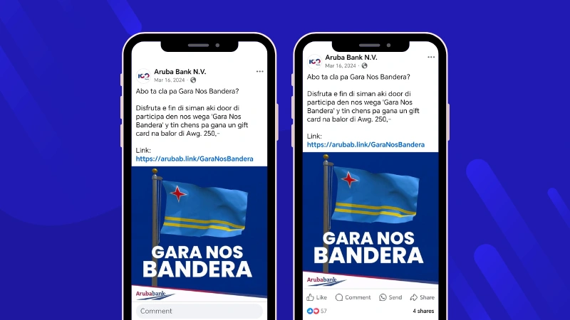 Aruba Bank game social media posts