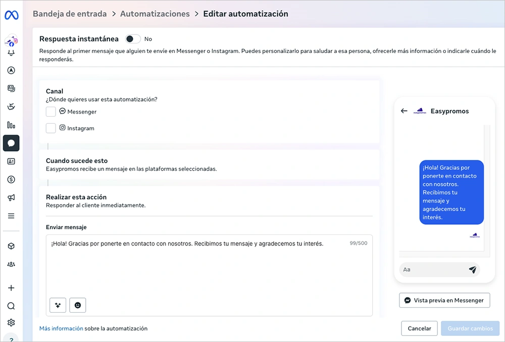 Enable a welcome message when someone starts a DM conversation
