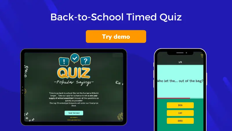 Back to School Timed Quiz DEMO