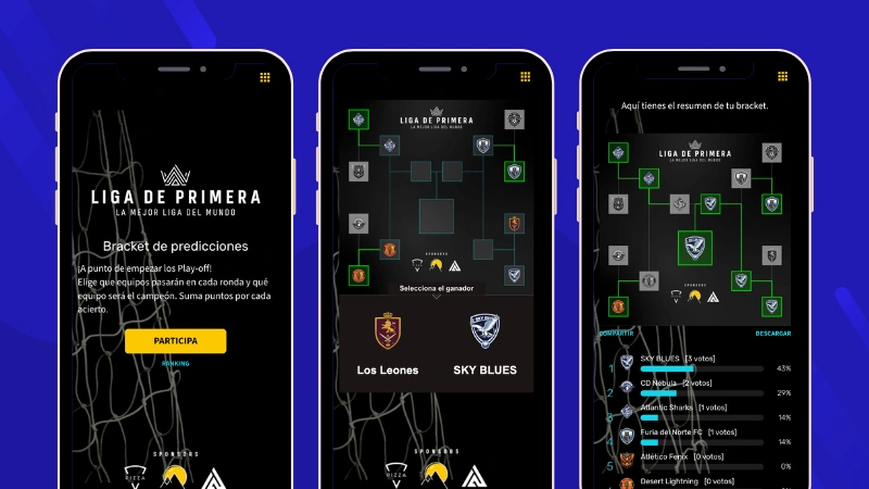 Ejemplo de torneo online de una liga de fútbol