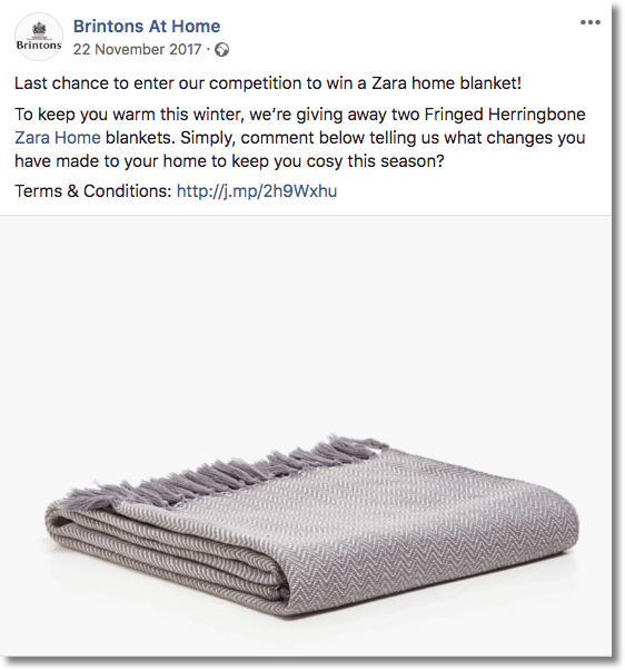 winter facebook giveaway example britons